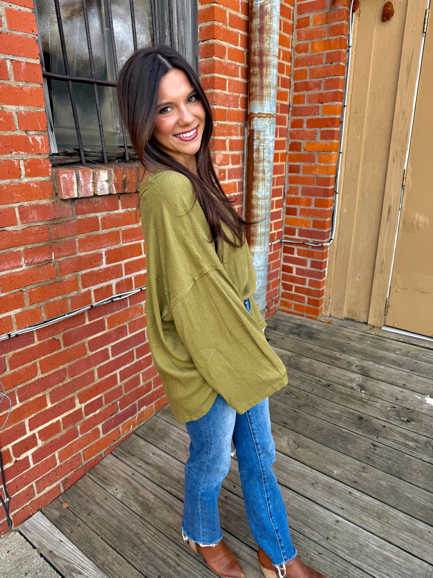 Oversized Olive Vneck
