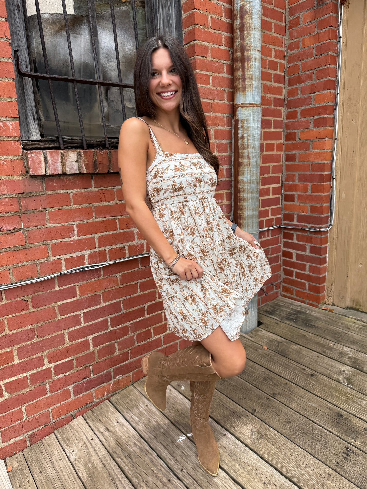 Neutral gardens dress