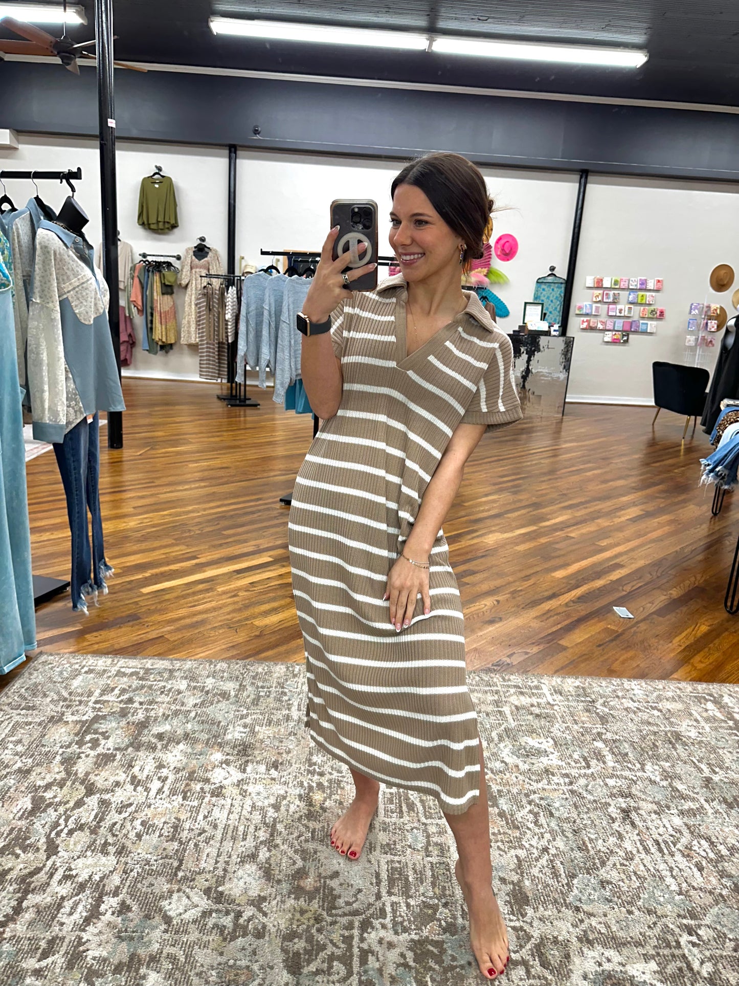 Mocha Striped Midi