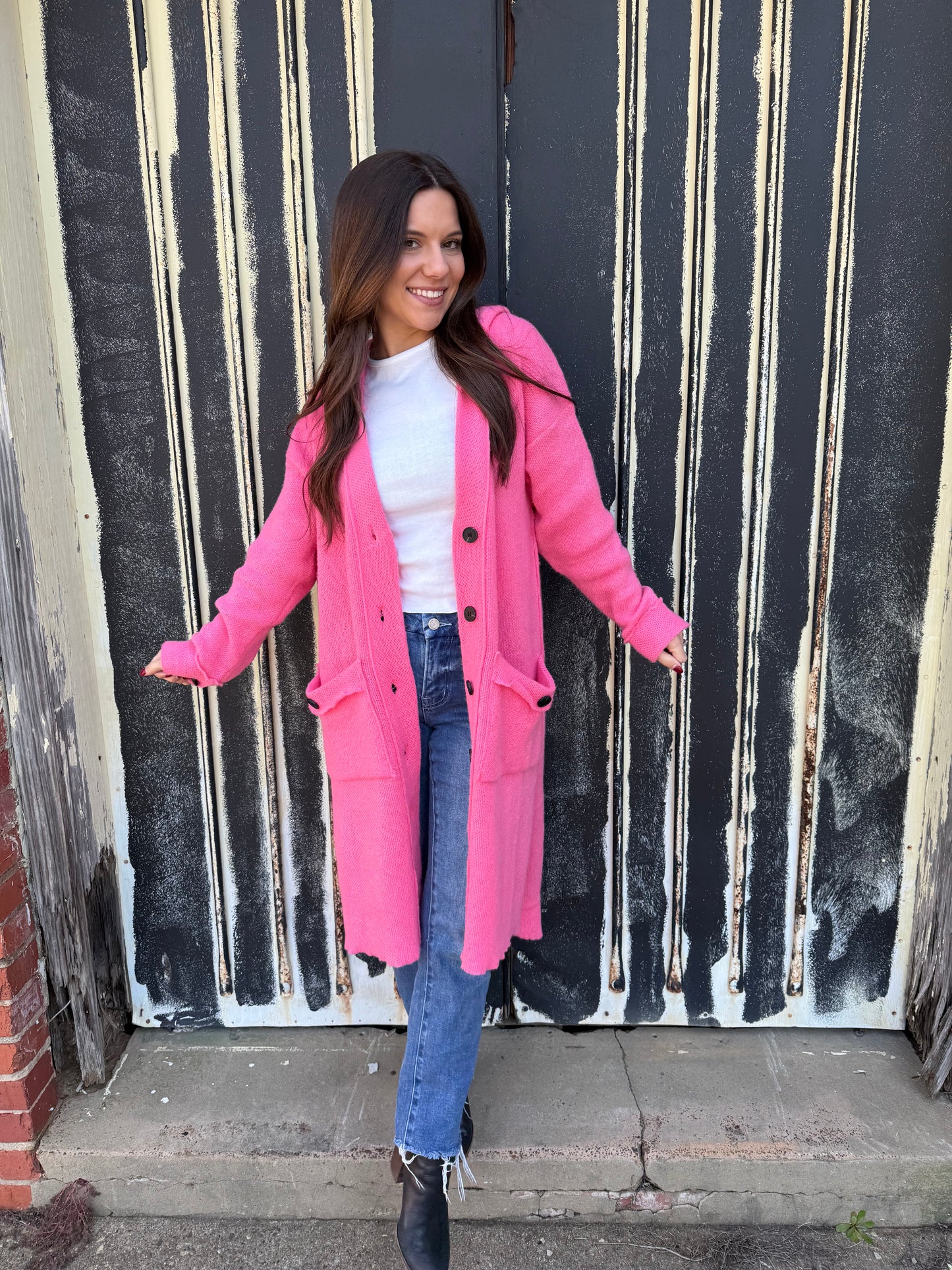 Crying in pink Cardi