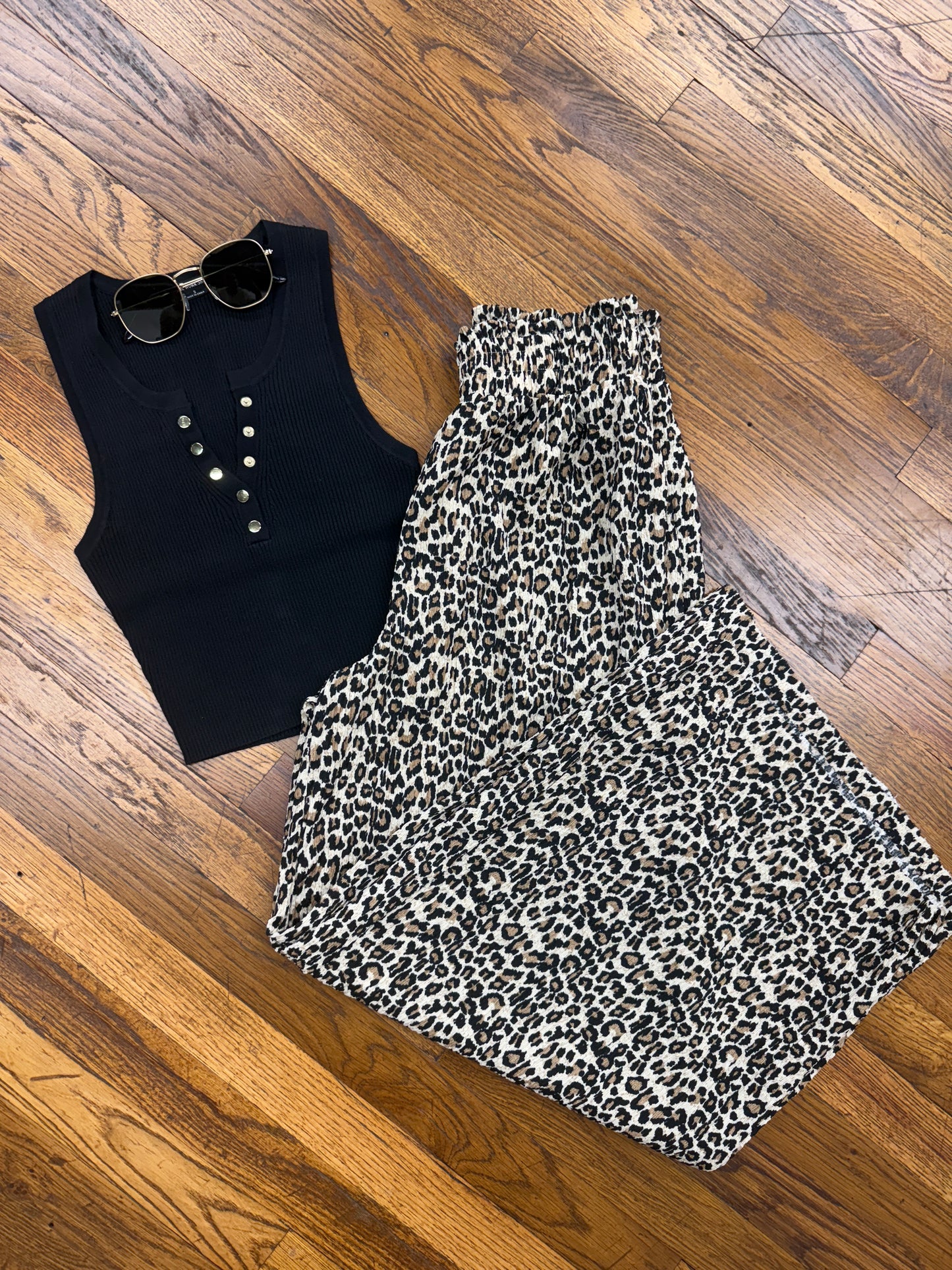 Pleated Leopard Pants