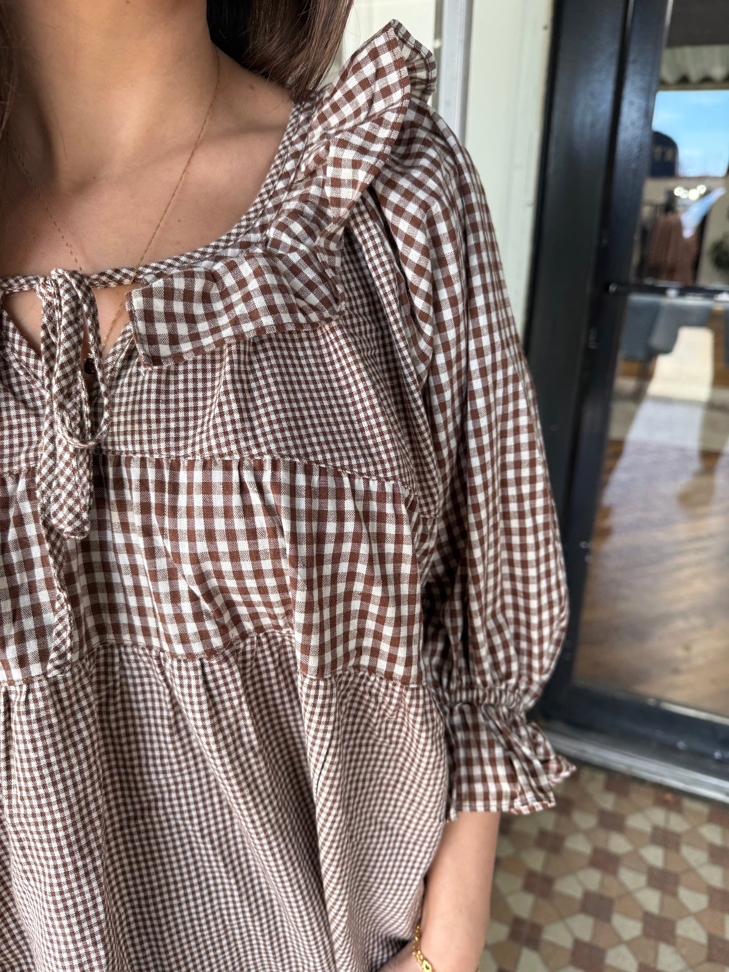 Gingham Ruffle Top