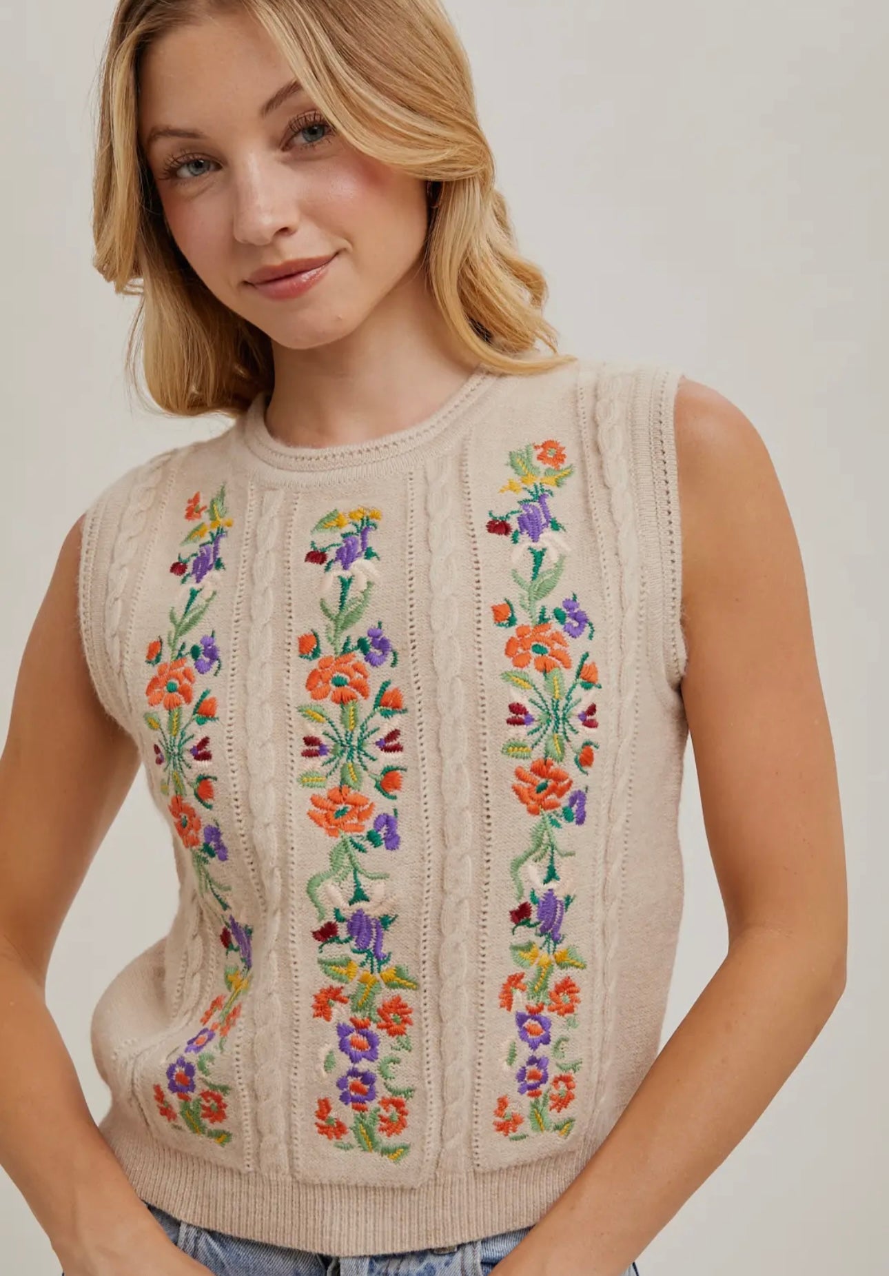 Oatmeal Floral Tank