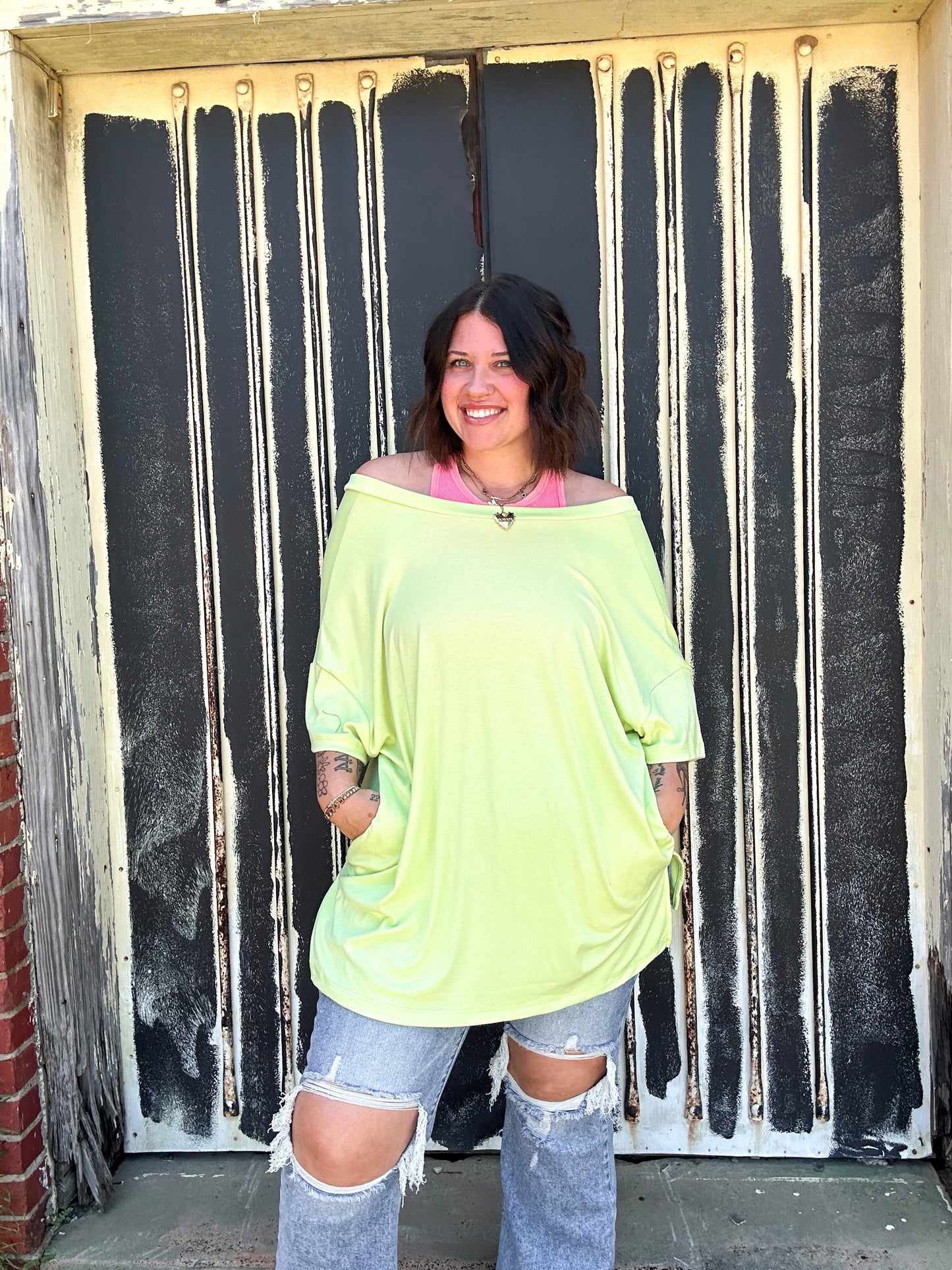 Neon V-line tunic