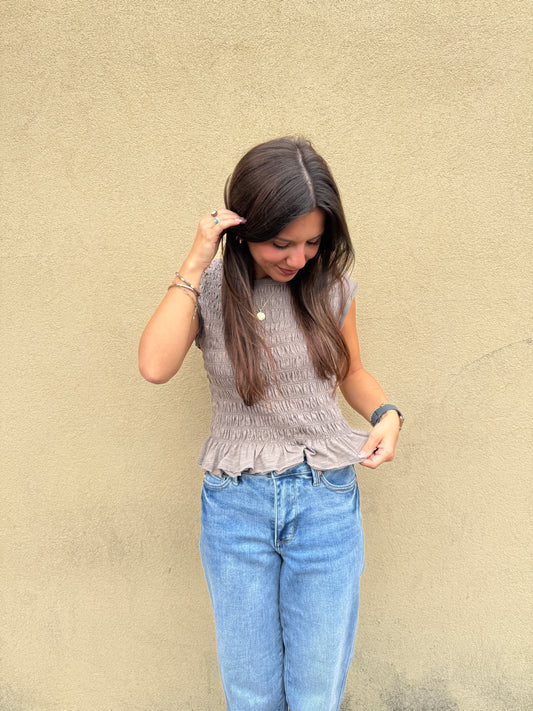 Mocha Smocked Top