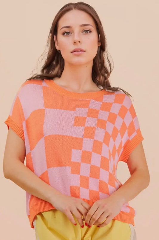 Mango Mix Checkered Top