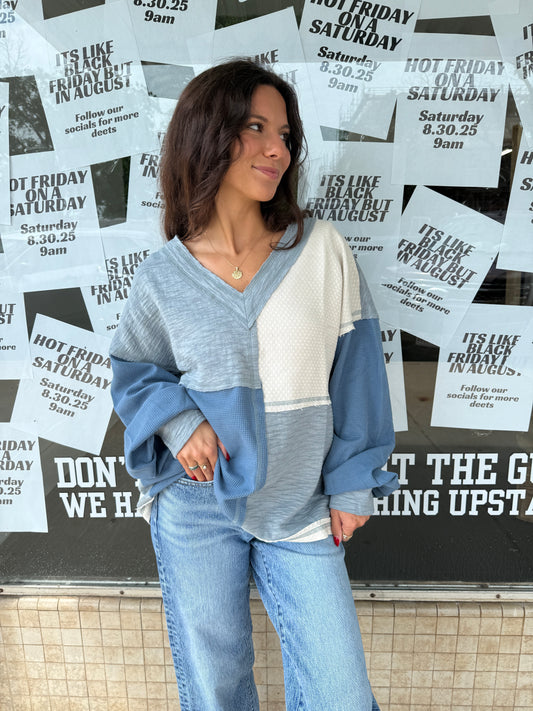 Checkered Colorblock Top