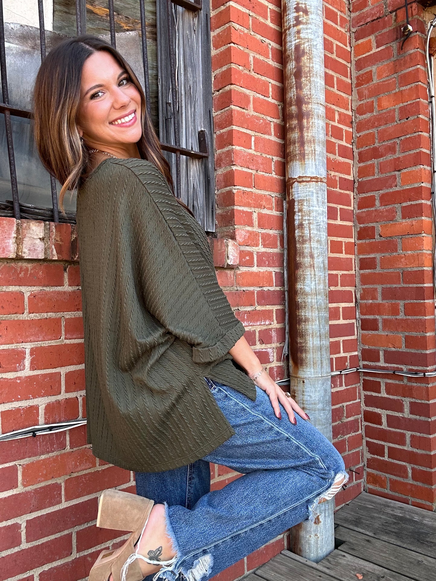 Mocha / Olive Texture Top