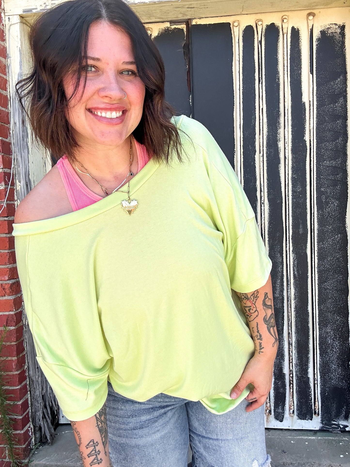 Neon V-line tunic