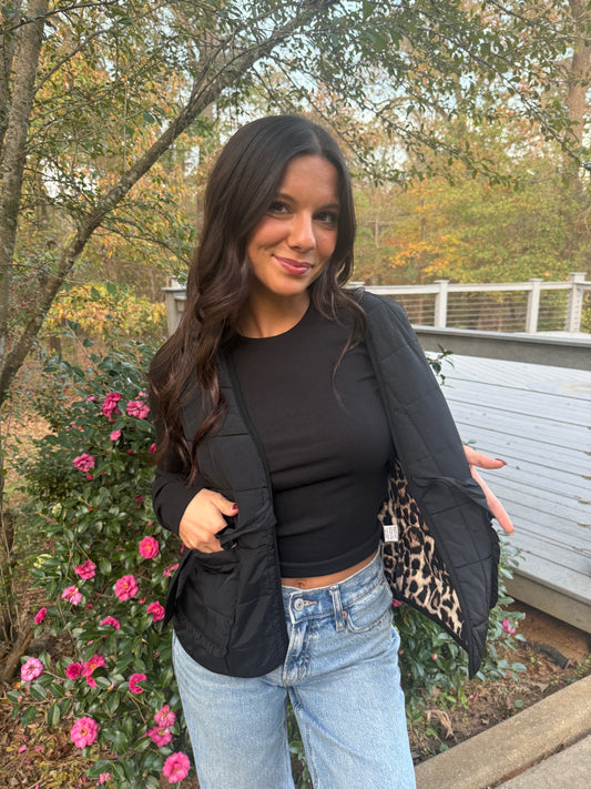 Quilted Leopard Vest