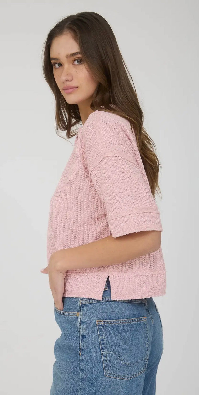 Henley Pink Top