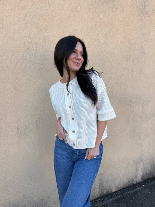 Waffle Knit Cardi Top