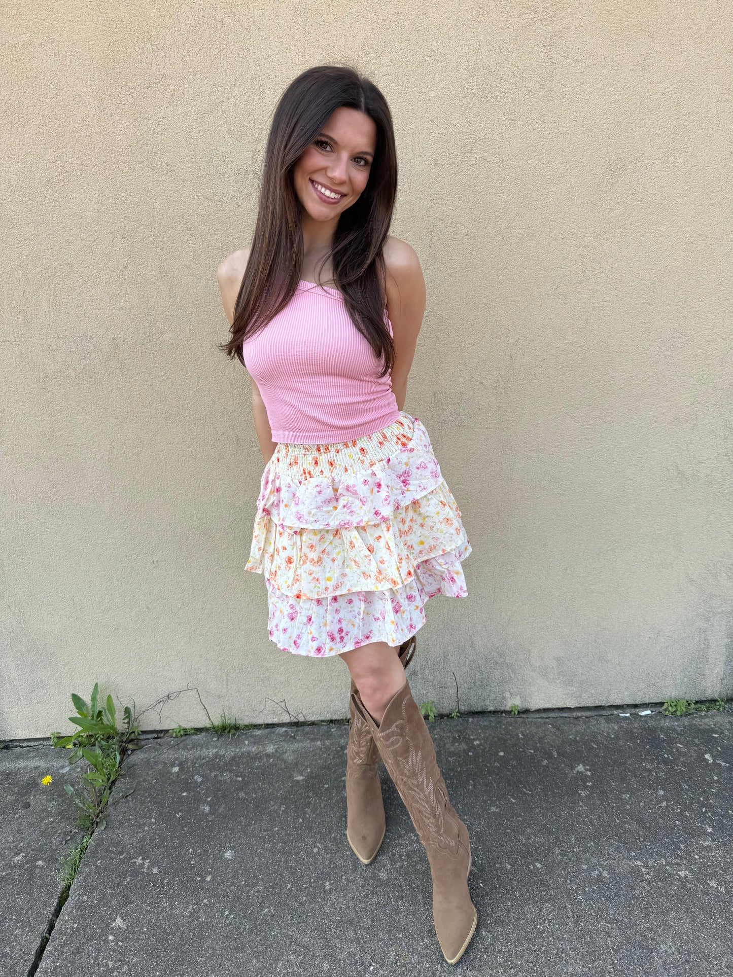 Ruffled in florals skirt