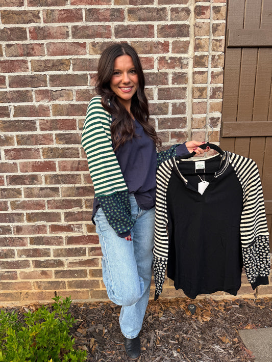 Floral & Stripe Top