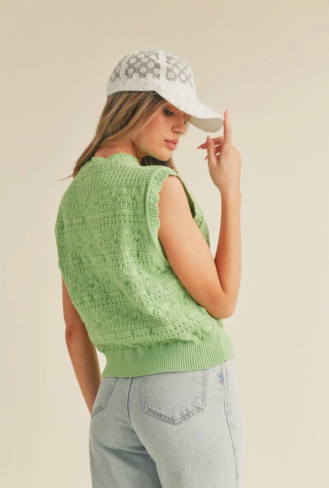 Lime Pointelle Top