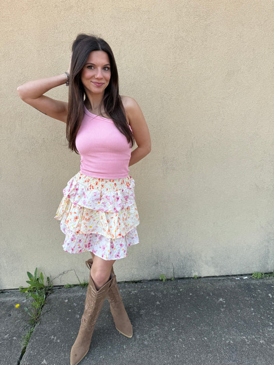 Ruffled in florals skirt