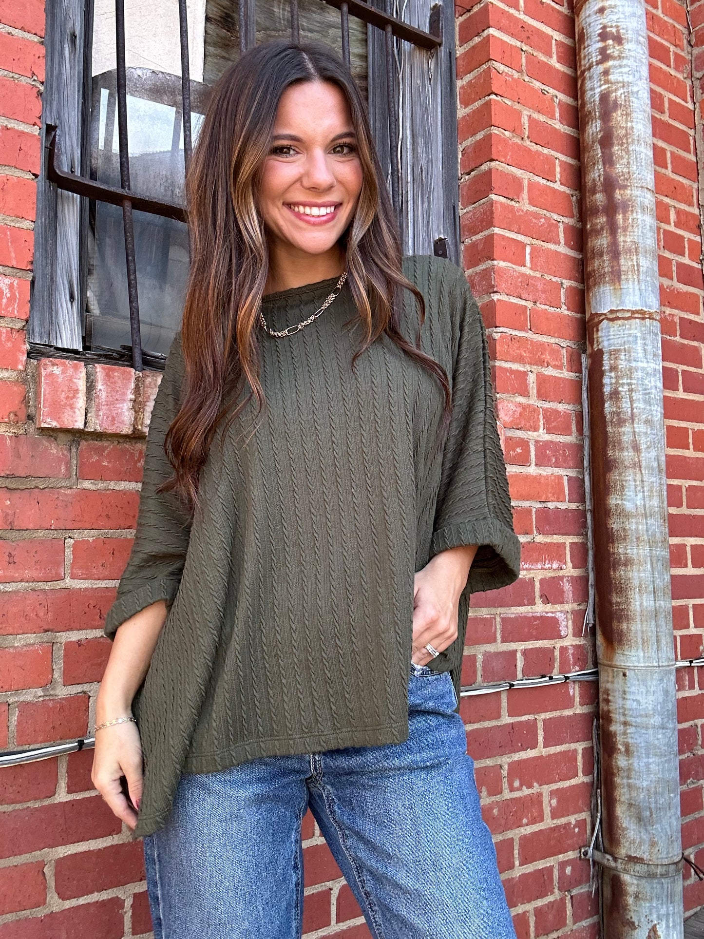 Mocha / Olive Texture Top