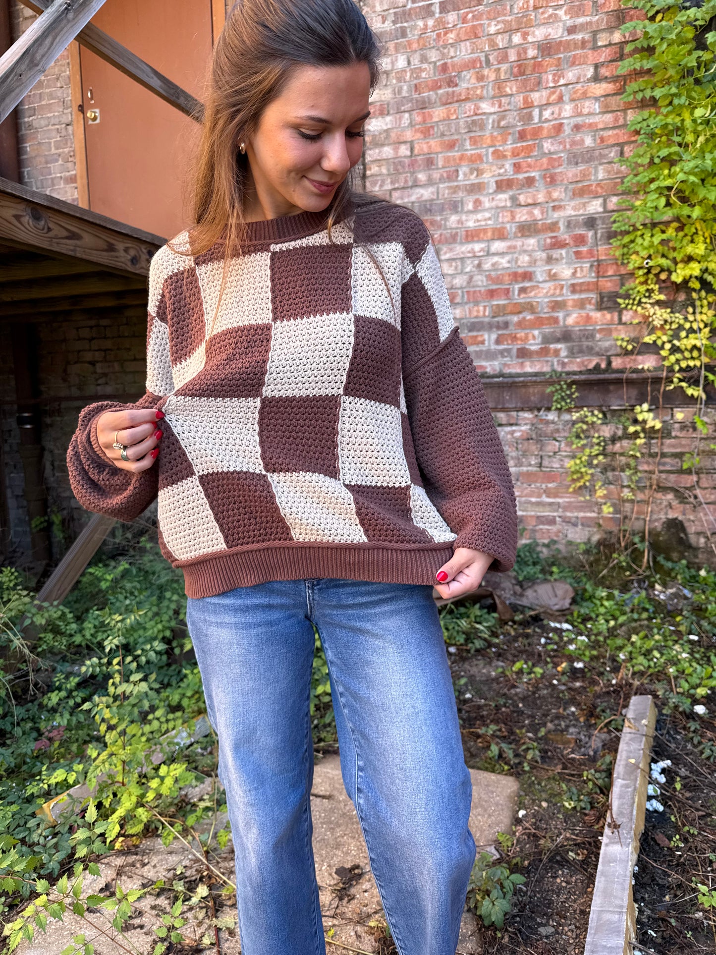 Mocha Checkered Sweater