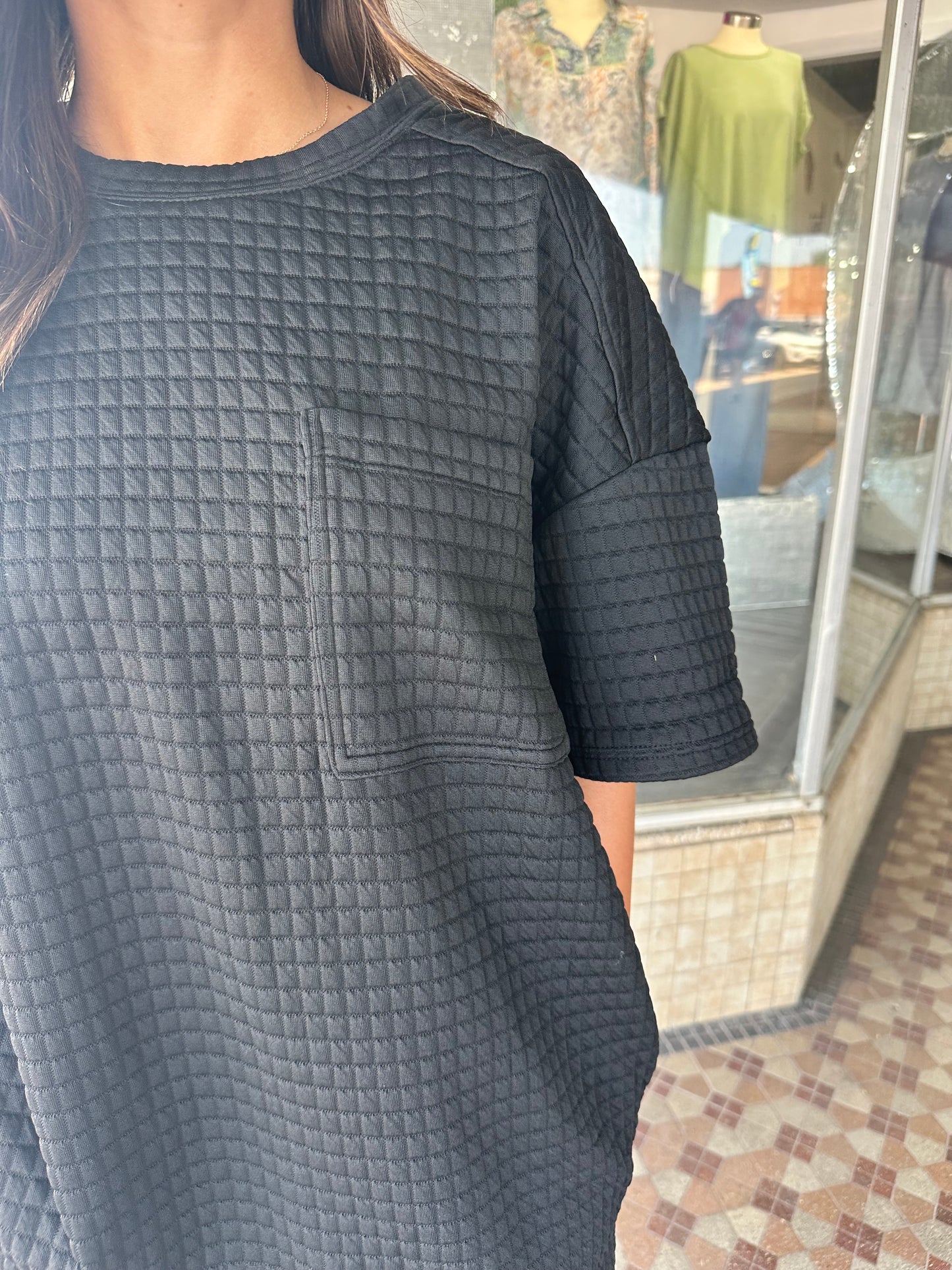 Quilted shift dress