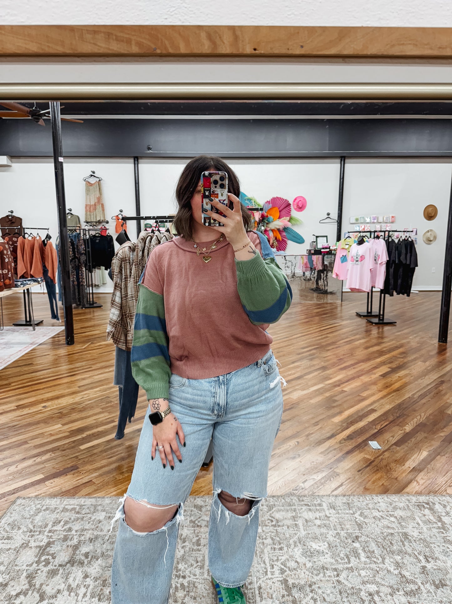 Color Blocked Stripe Sweater