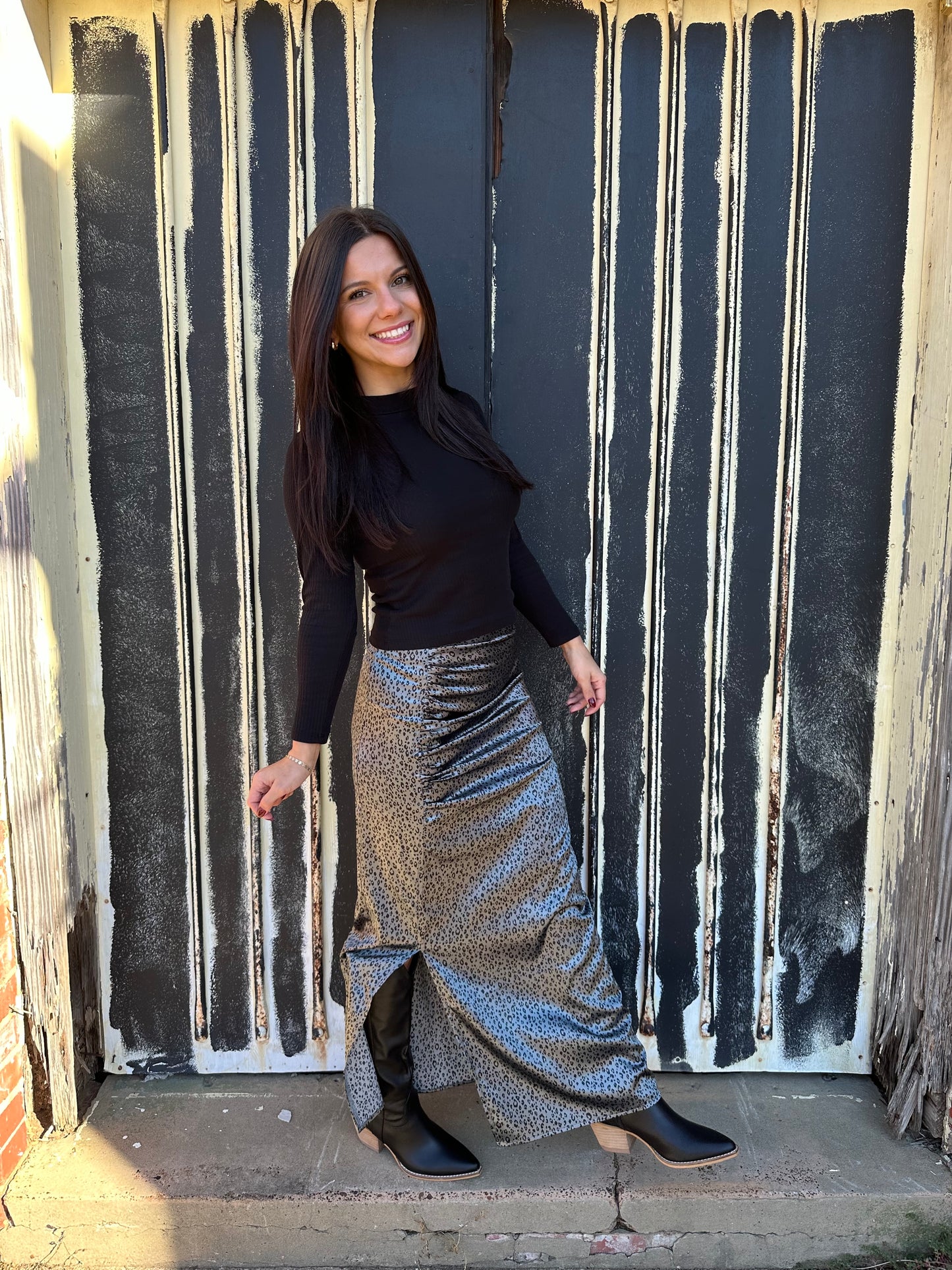 Grey Leopard Skirt