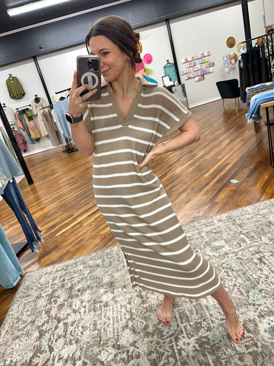 Mocha Striped Midi