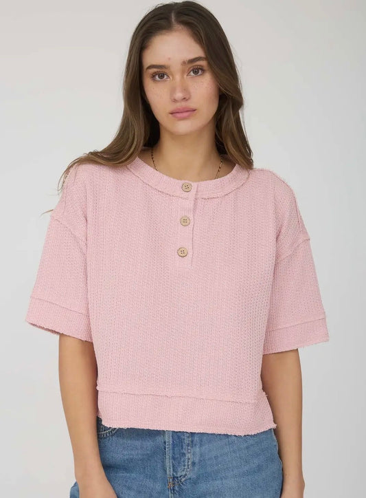 Henley Pink Top