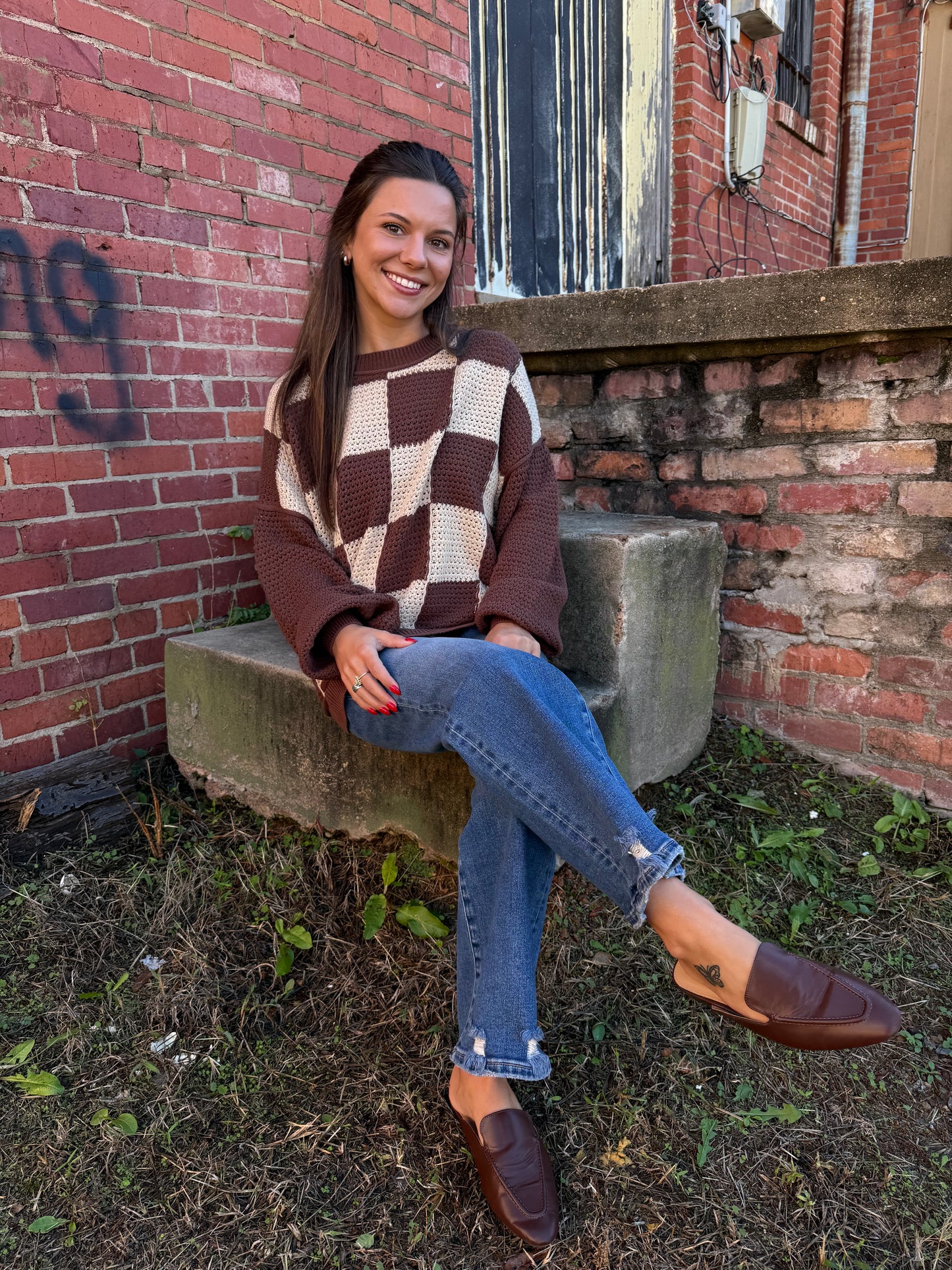 Mocha Checkered Sweater